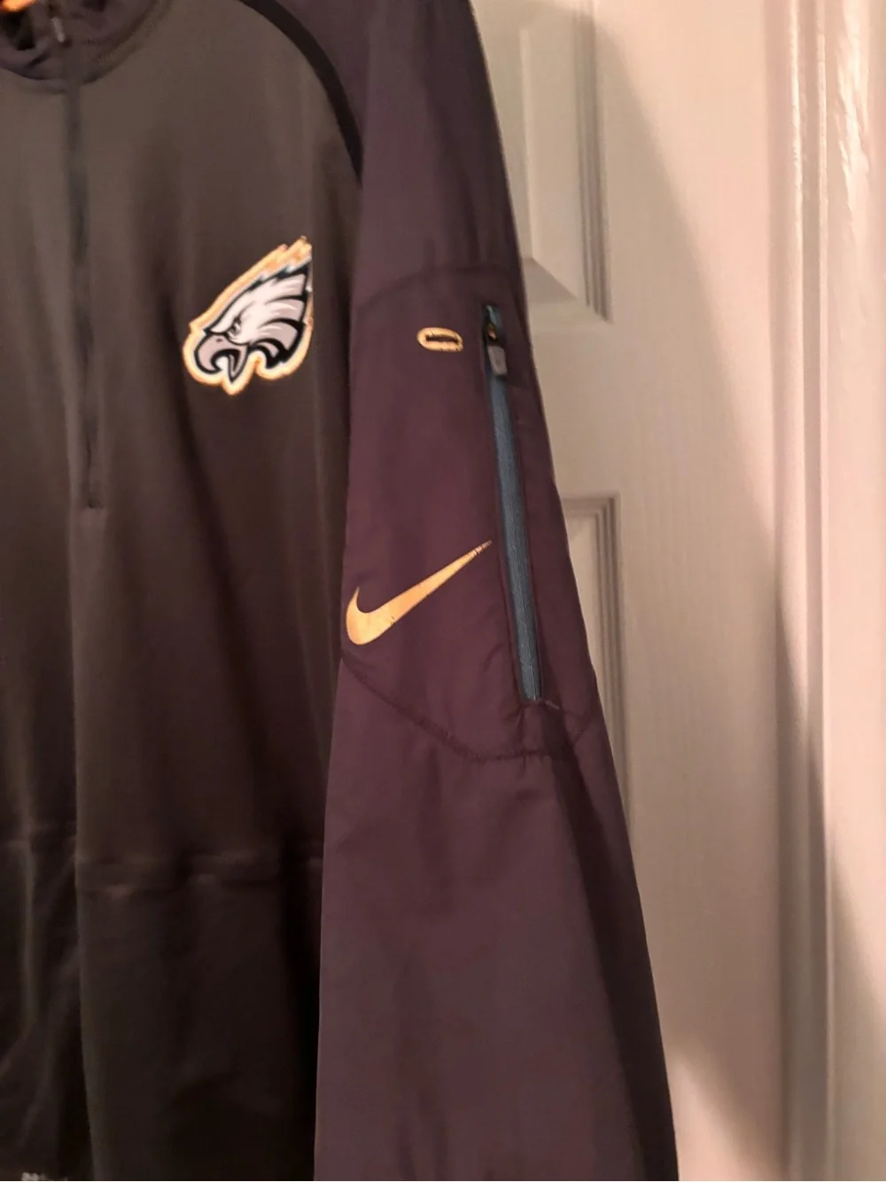 Nike Black and Dark Gray Philadelphia Eagles Quarter-Zip Pullover light jacket